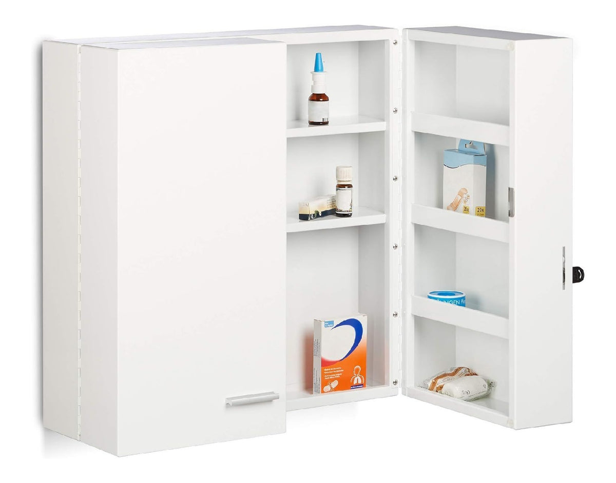 Buffetschrank mit 6-Stufigem Regal Hinter den Tueren Kuechenschrank Weiss eiche 40 x 100 x 180 cm 5 Schranktueren 3 Schubladen