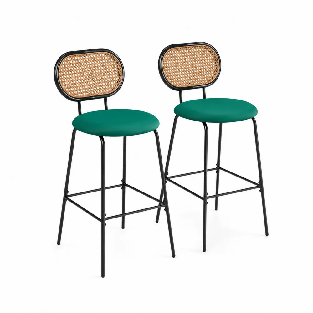 Barhocker Set Rattan R¨¹ckenlehne Metallgestell