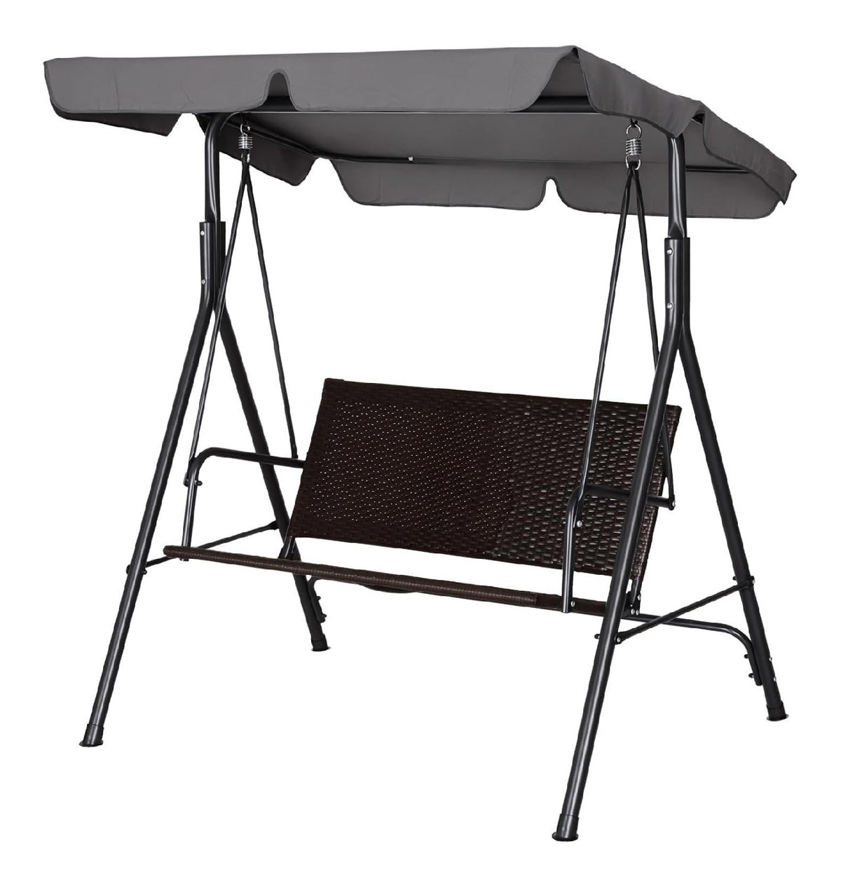 Hollywoodschaukel 2-Sitzer Gartenschaukel Schaukelbank Verstellbares Sonnendach Stahlrahmen rattan 140 x 110 x 151 cm