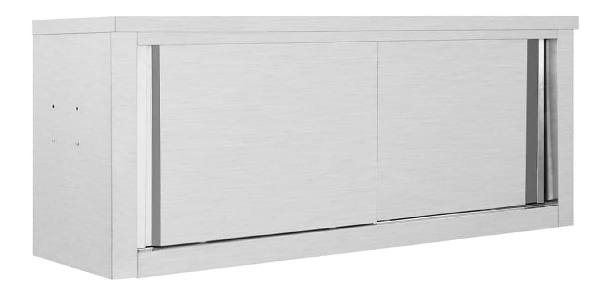 Wandhaengeschrank mit Schiebetueren Haengeschrank Wandschrank Schrank Kuechenschrank Oberschrank Kueche edelstahl 120x40x50cm