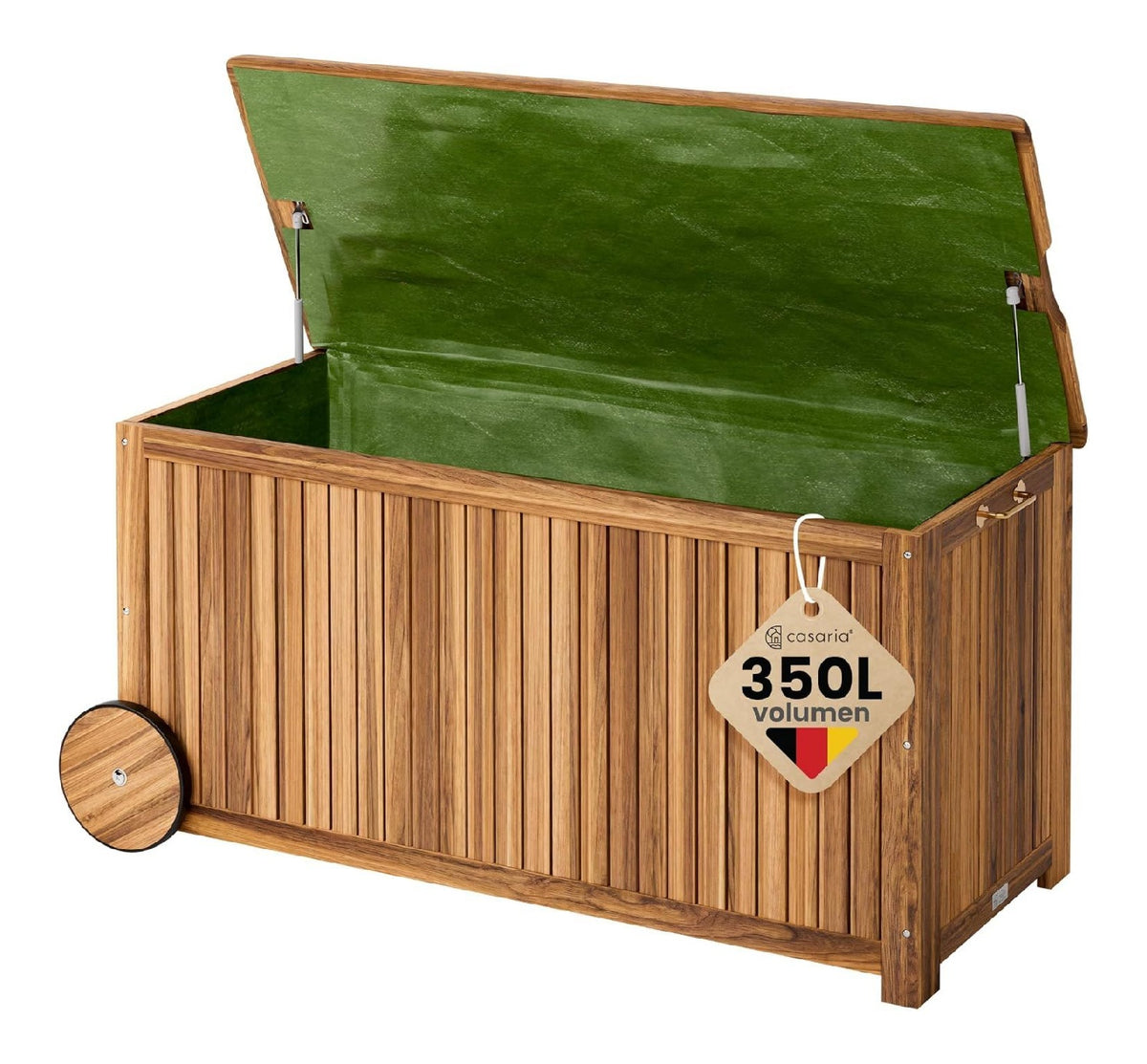 Gartenbox mit Rollen holz 124x52cm Akazienholz FSC-Zertifiziert Aufbewahrungsbox aus