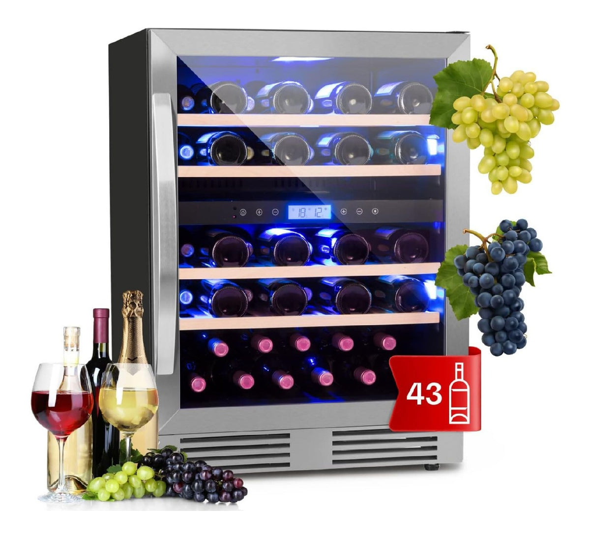 Einbau-Weinkuehlschrank Rot 2 Zonen Getraenkekuehlschrank Kleiner Weinschrank