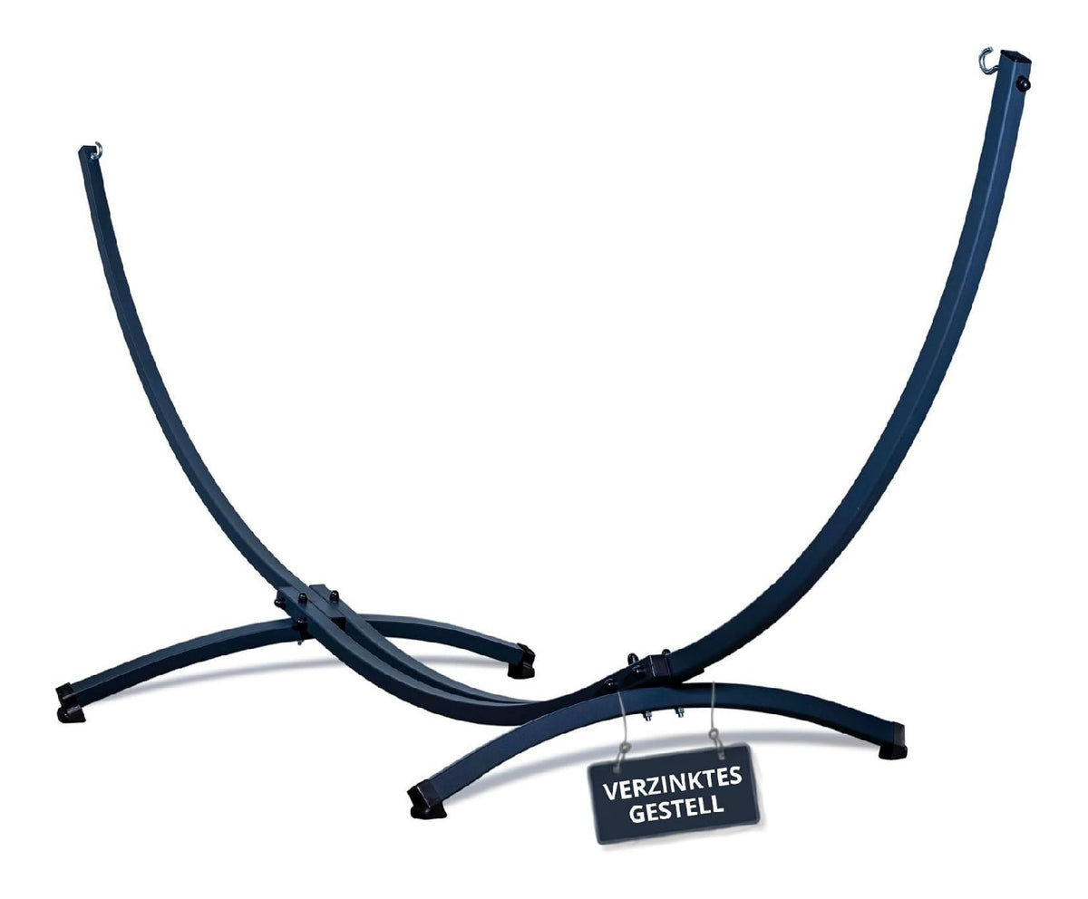 Gestell Outdoor Haengemattengestell XXL 370cm 220kg I Gestell fuer Haengematten Rahmen aus Verzinkter Stahl wetterfest Graphit