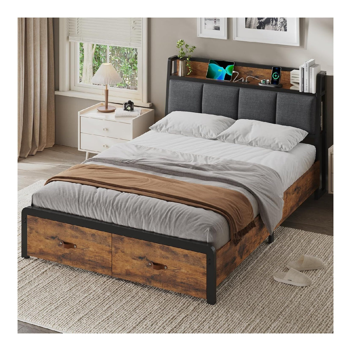 KIMENICH Bett Schwarz 140x200 cm Metallbett Bettgestell Bettrahmen mit Lattenrost