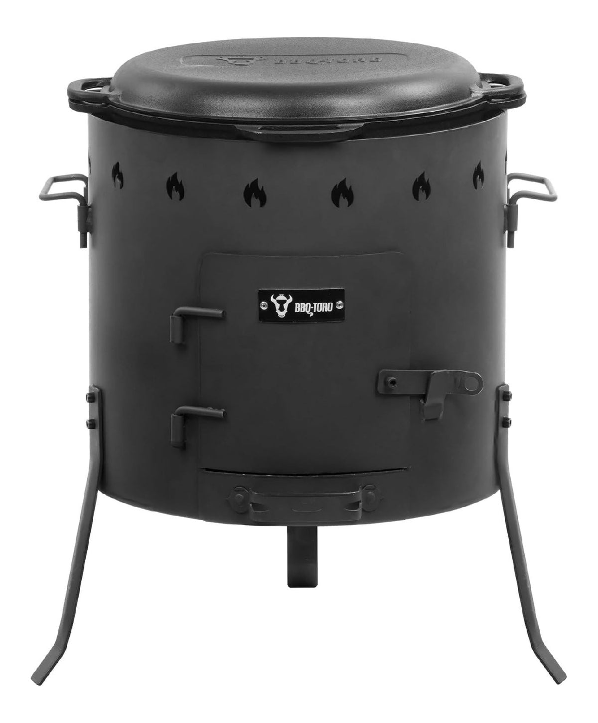 Gusseisen Kazan 16 Liter mit Kazan Ofen 40 cm XXL Gusstopf mit Deckel Gusseisentopf Gulaschkessel Feuerkessel