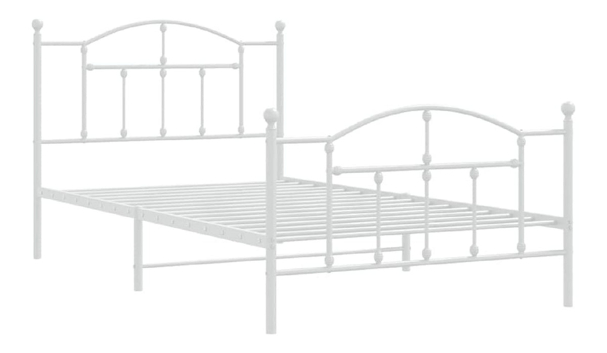 Bettgestell mit Kopf- und Fussteil Metall Weiss 100x200 cm