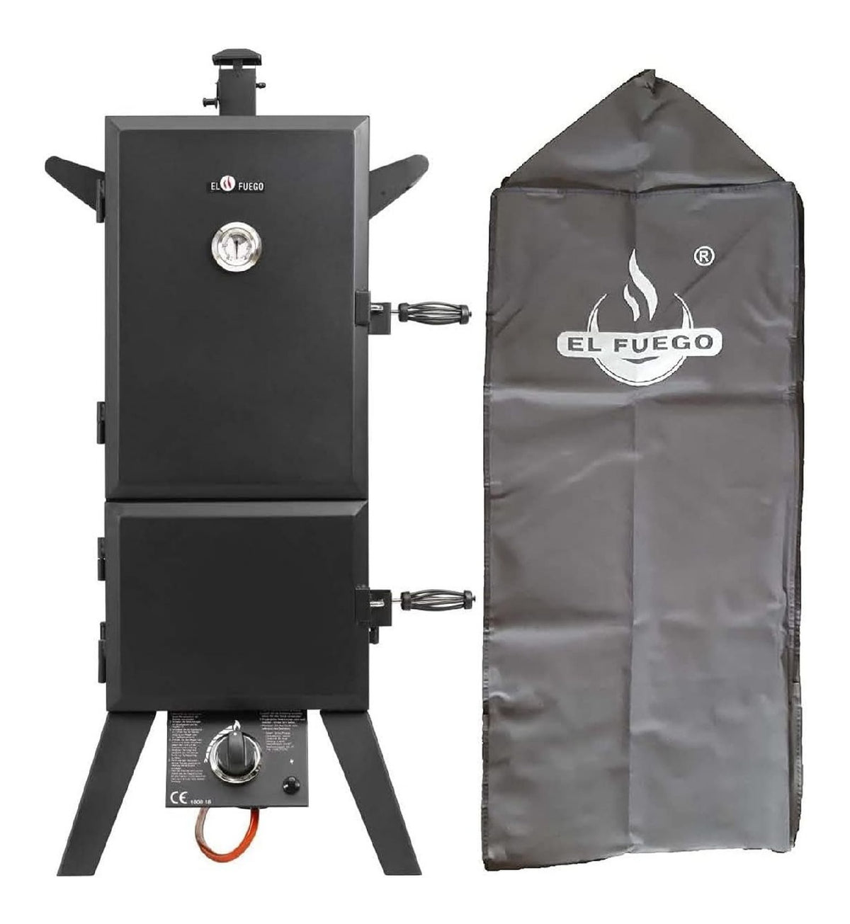 El Fuego Gasgrill Portland XL inkl. Abdeckhaube inkl. Gasschlauch und Druckminderer inkl. Wasserschale Smokebox Raeuchergrill Smoker AY 3172