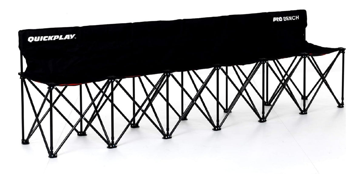 Quick Play PRO Bench Klappbare Teambank 6 Sitzer Tragbare Seitenbank fuer Fussball Faltbank mit Rueckenlehne Tragetasche Sportbank Sitzbank fuer