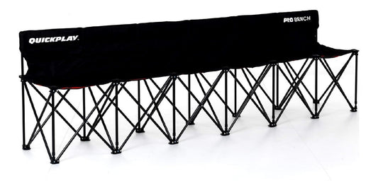 Quick Play PRO Bench Klappbare Teambank 6 Sitzer Tragbare Seitenbank fuer Fussball Faltbank mit Rueckenlehne Tragetasche Sportbank Sitzbank fuer