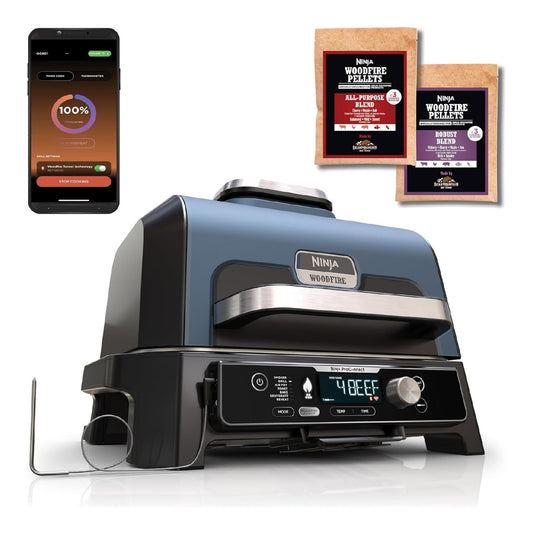 Woodfire Pro Connect XL Elektrogrill Smoker App-Steuerung Schwarz digitaler Temperaturfuehler 7-in-1 Outdoor Grill elektrisch Air Fryer mit Woodfire