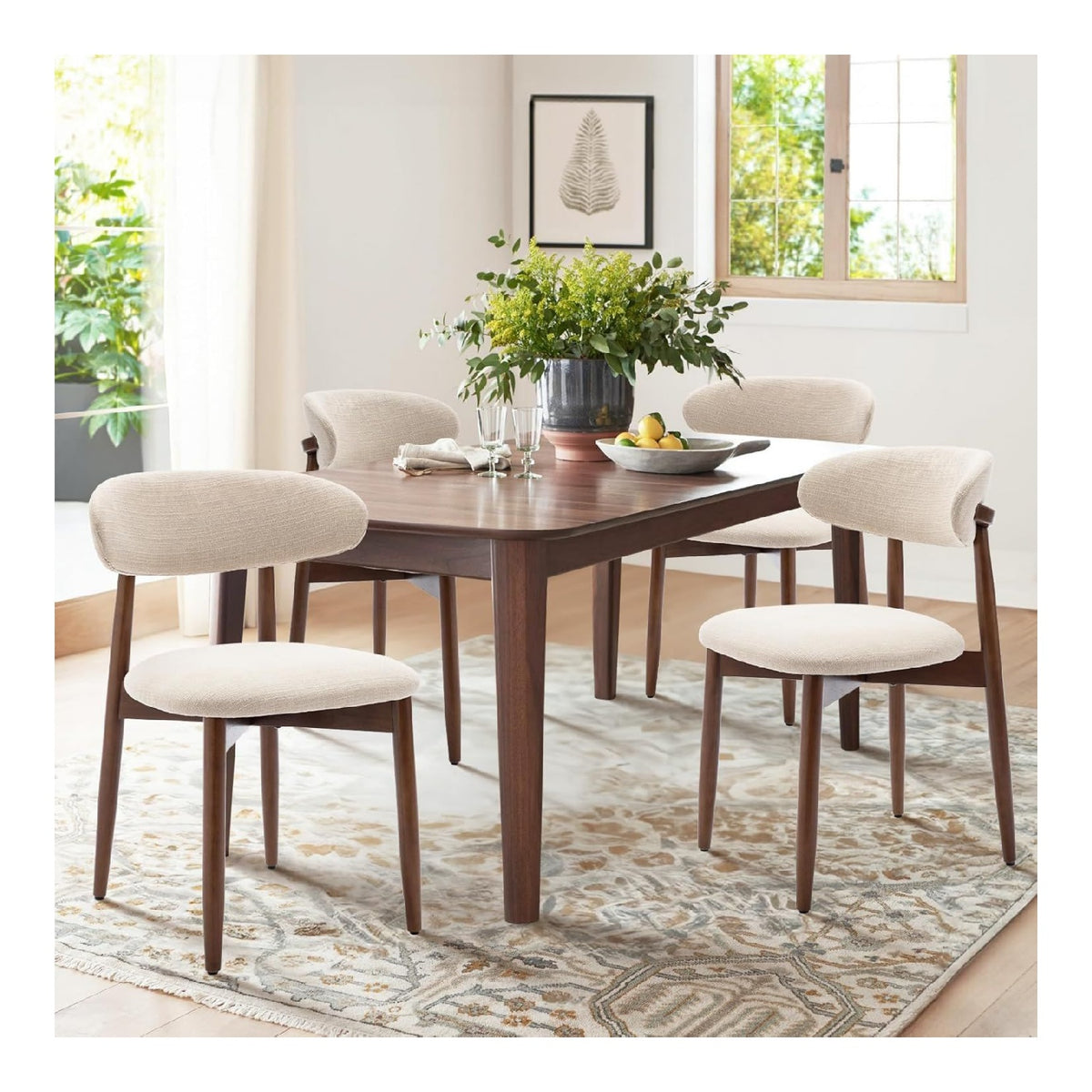 COLAMY 4er-Set Moderne Gepolsterte Essstuehle Beige