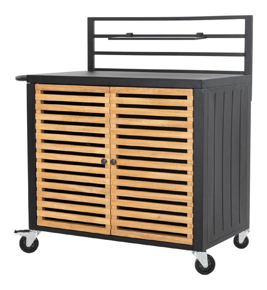 Tarrington House Outdoor-Servierwagen Ateo Schwarz holz 114 x 60 x 123 cm Aluminium/Stahl/Eucalyptus