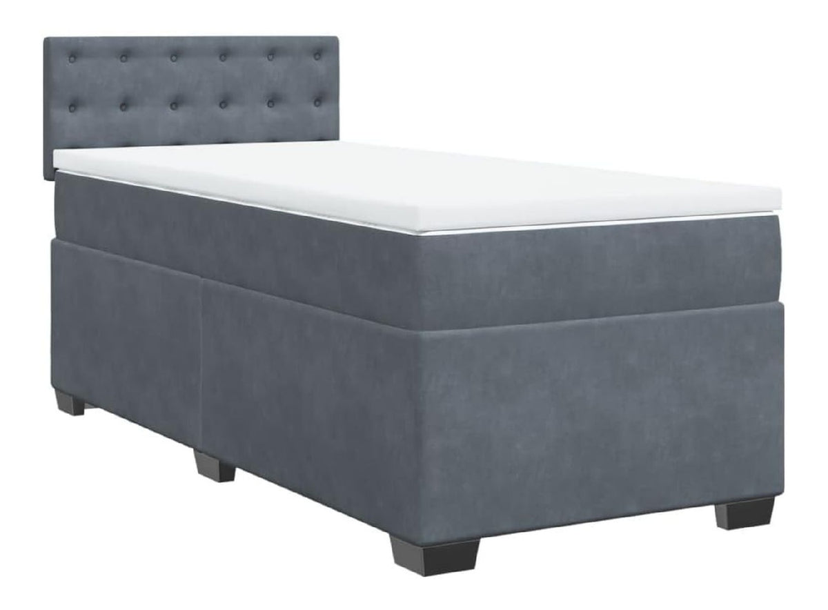 Boxspringbett mit Matratze Samt Grau dunkelgrau 90x200 cm
