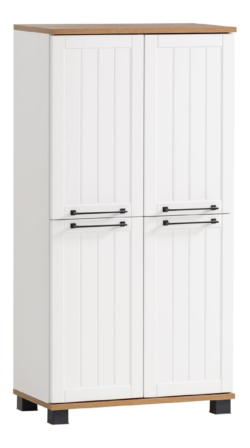 Highboard Jelda 154232 Weiss eiche 59,8 x 32,6 x 116,9 cm/Landhaus Dekor