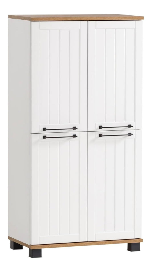 Highboard Jelda 154232 Weiss eiche 59,8 x 32,6 x 116,9 cm/Landhaus Dekor