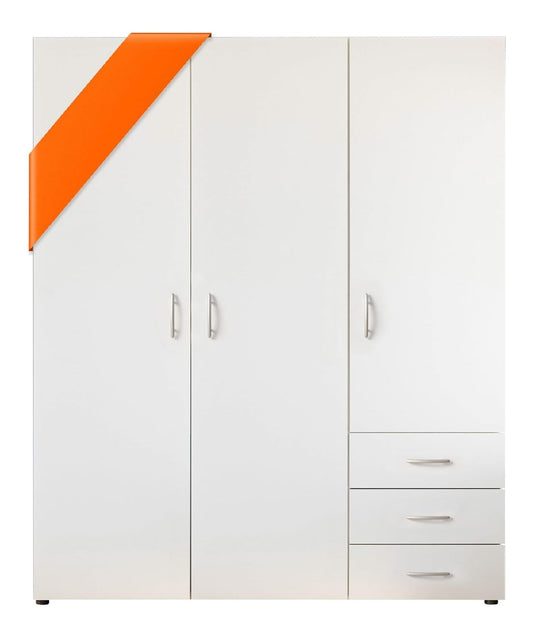 HARRY Kleiderschrank - Vielseitiger Drehtuerenschrank 3-tuerig fuer Ihr Schlafzimmer - (B/H/T) Schlafzimmerschrank in minimalistischer Optik Weiss 150