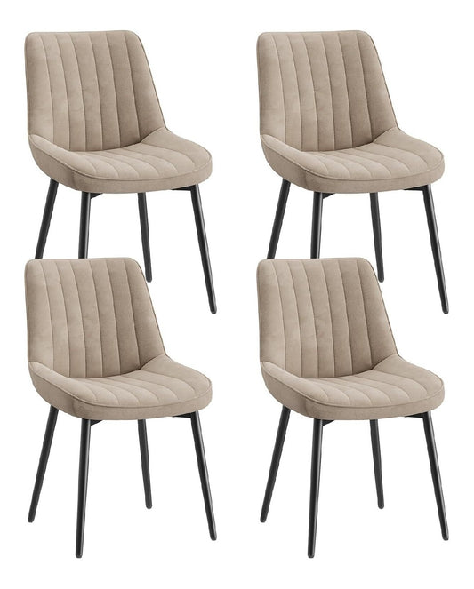 COLAMY Samt Esszimmerstuehle 4er Set Gepolsterte Stuehle fuer Esszimmer Kueche mit Metallbeinen Schwarz Dickem Sitzpolster Rutschfesten Fuessen Khaki