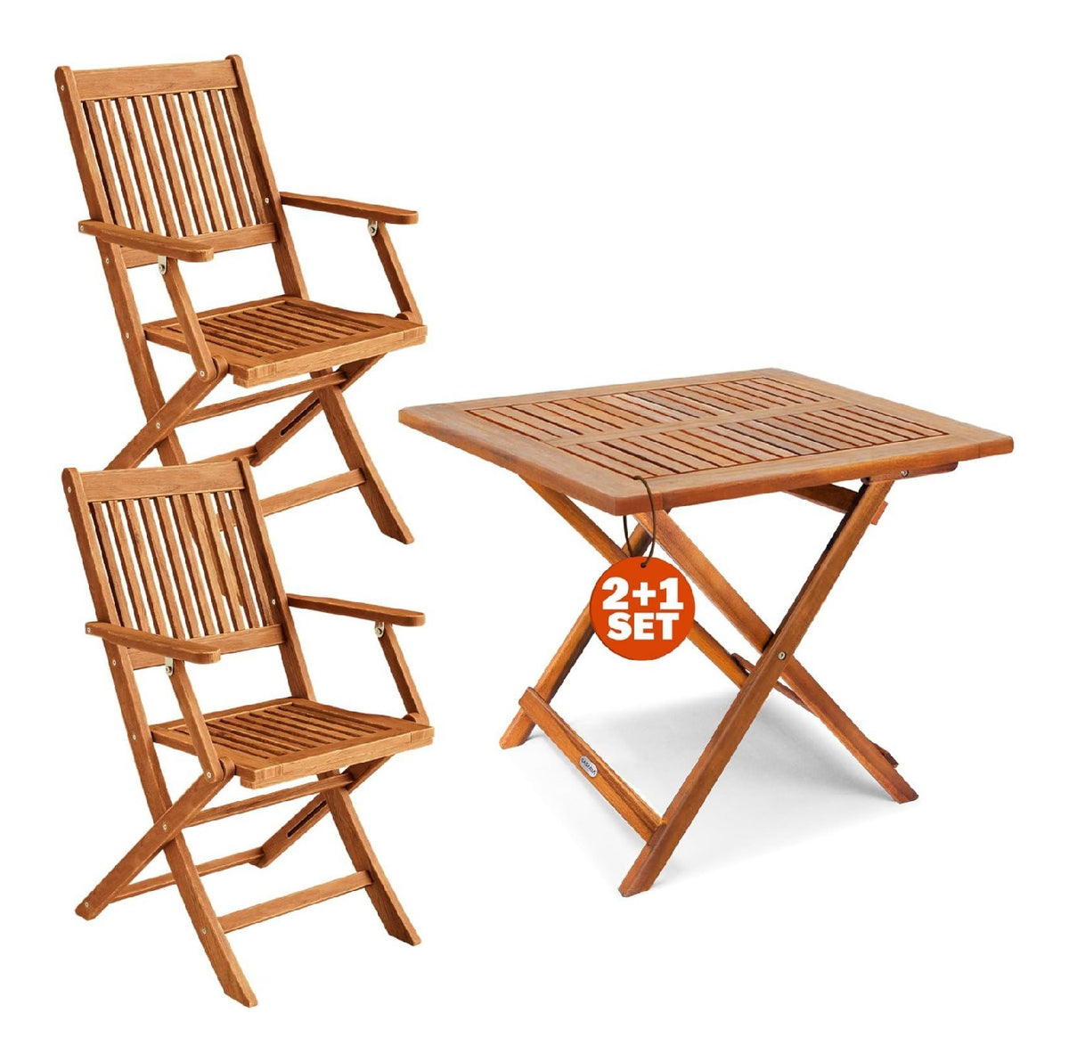 Balkon-Set fuer 2-Personen holz Wetterfest FSC-zertifizierte Wetterfest 3 Teilig