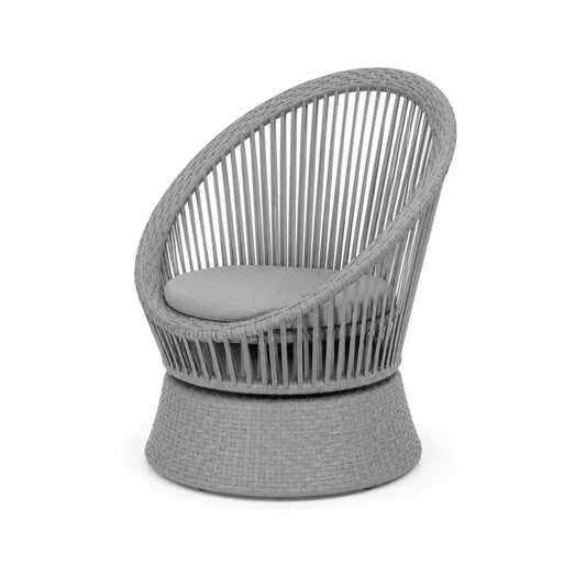 Gartenstuhl Grau PE-Rattan mit Polyester