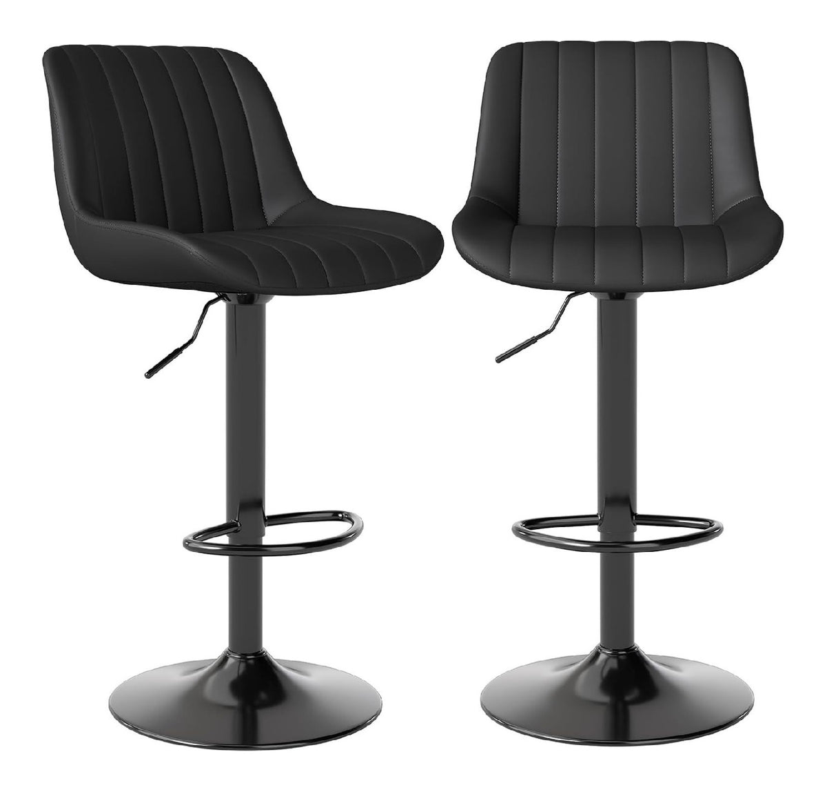 Youhauchair Barhocker 2er Set Schwarz Drehbare Barhocker mit Lehne 20 cm Hoehenverstellung