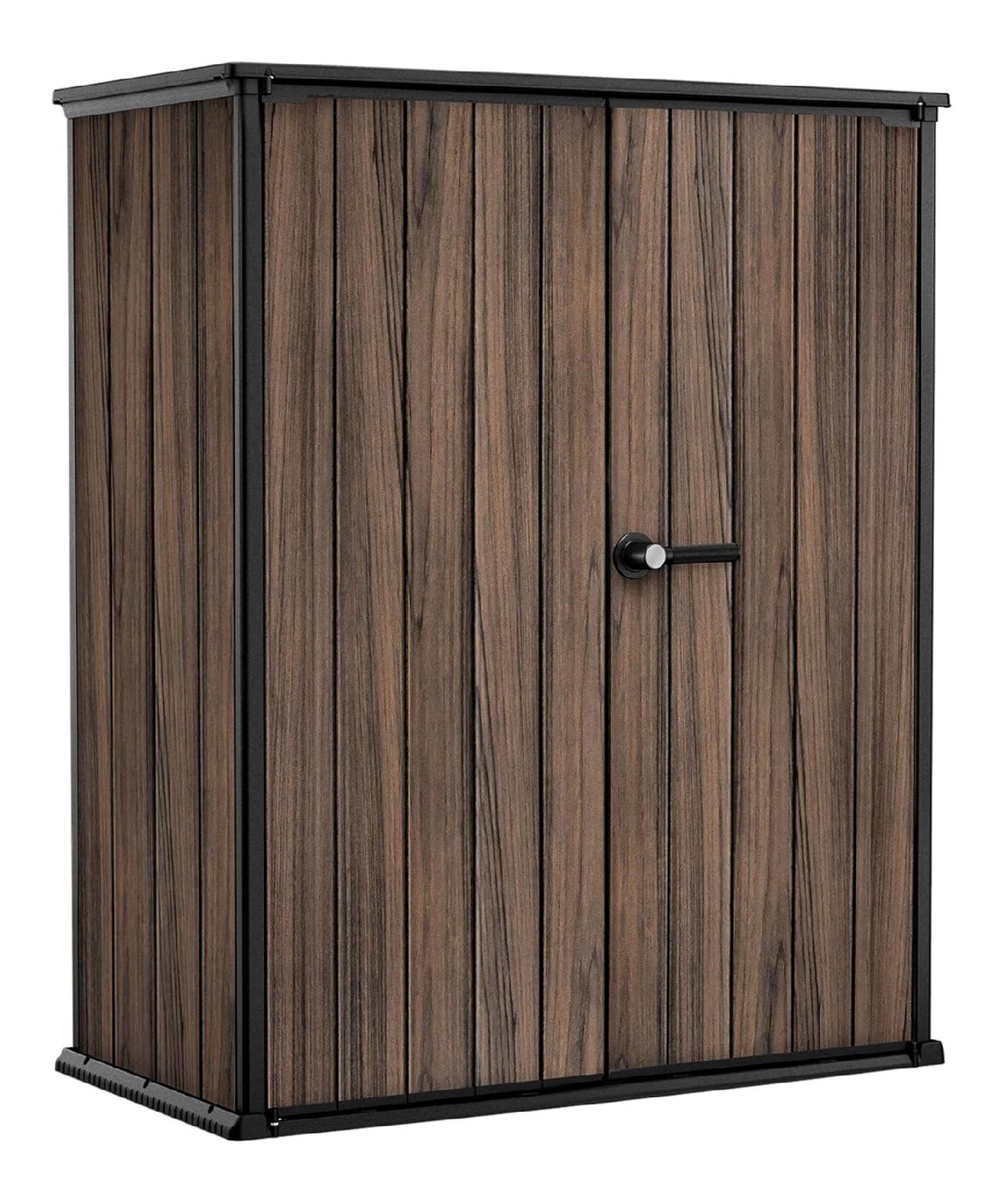 Signature Gartenschrank aus wetterfestem Kunststoff mit Metallverstaerkung 1400 Liter Stauraum abschliessbar Rosenholz-Design