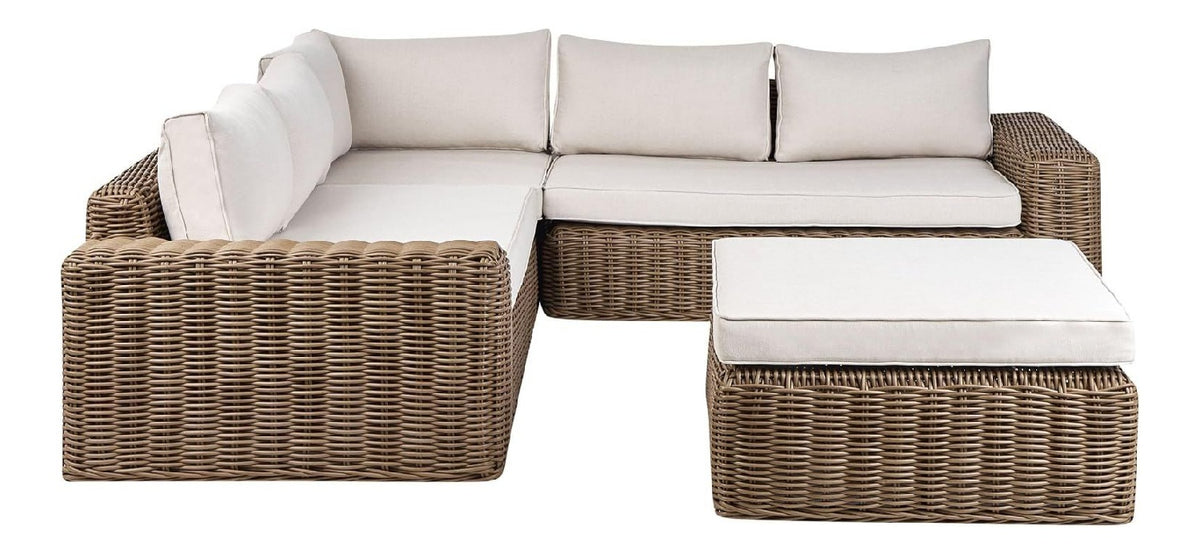 Beliani Garten Lounge Set mit Auflagen modular 6-Sitzer Palermo Weiss polyrattan