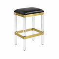 Barhocker mit PU-Sitz, Acrylbeine und Metallakzente in Schwarz und Gold, 75 cm
