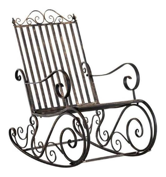 CLP Schaukelstuhl Relaxstuhl Smilla Schwarz wetterfest fuer Garten Metallgestell
