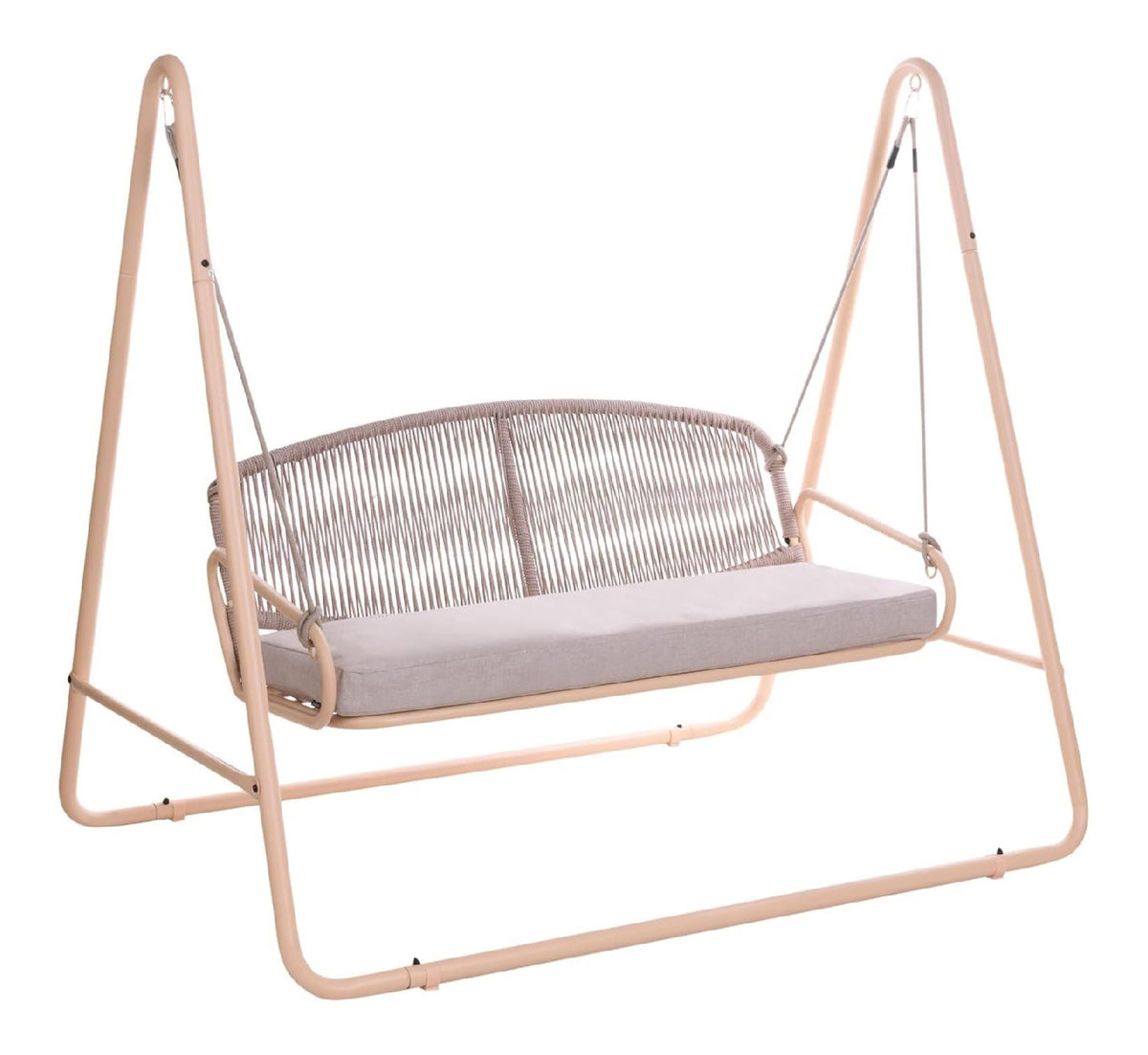 Hollywoodschaukel Stahl Rahmen geflochten Gartenschaukel Norcia Beige