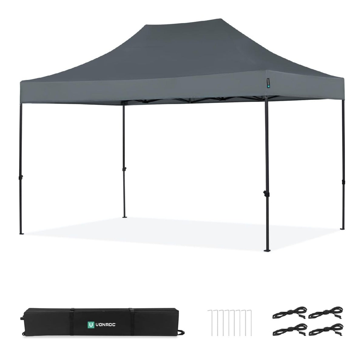 Vonroc Pavillon Grau 3x4,5m extra robust anpassbare Hoehe - Festival Zelt