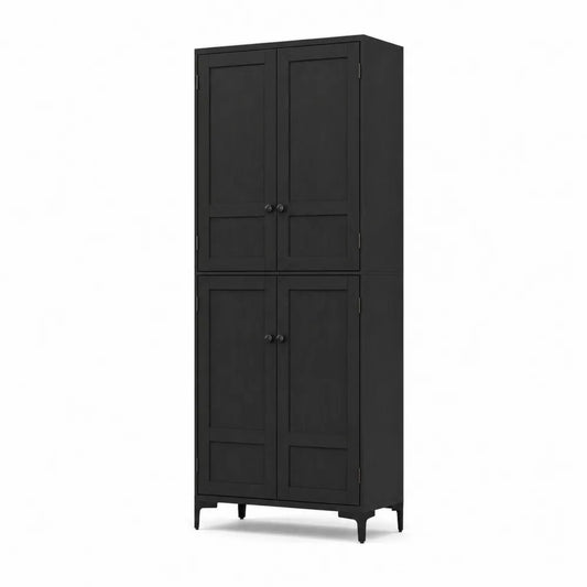 Hoher schwarzer MDF-Schrank mit 4