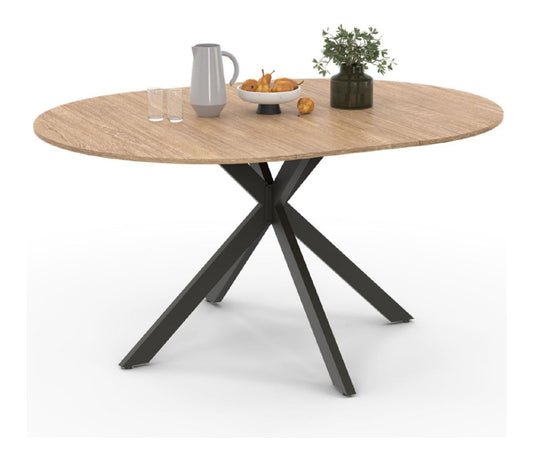 IDMarket - Ausziehbarer runder Esstisch ALIX 4-8 Personen Spinnenbein und 110-150 cm Schwarz holz