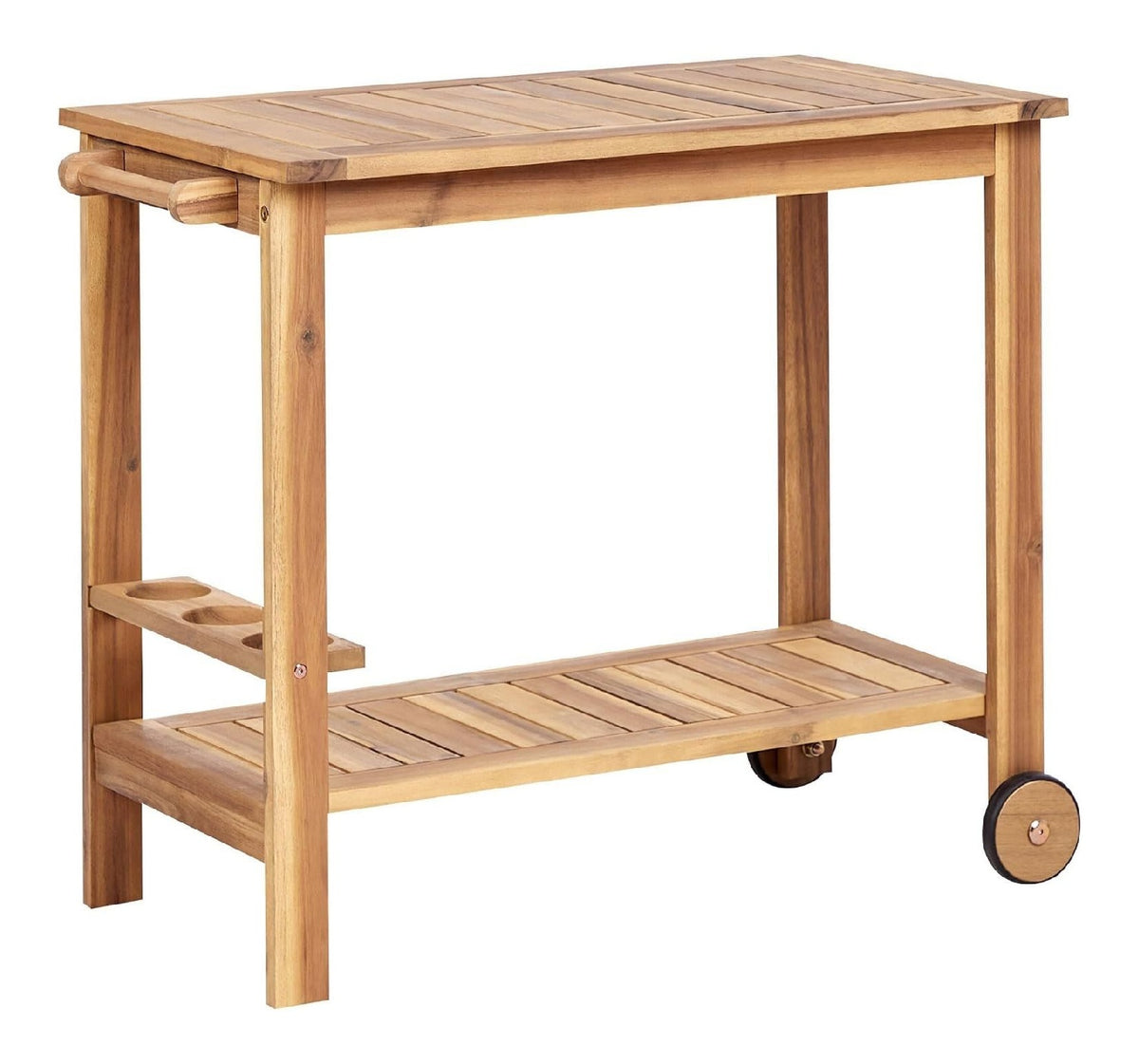 Beliani Kuechenwagen 2 Etagen zertifiziertes rollbar 3 Halter Sassari II Braun holz