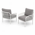 2er Set Gartenst¨¹hle Aluminium Wei? mit Grauen