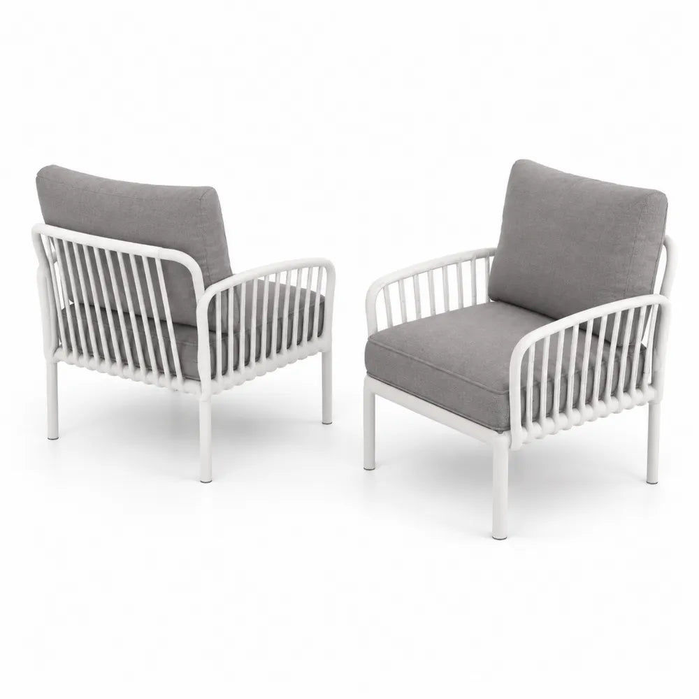 2er Set Gartenst¨¹hle Aluminium Wei? mit Grauen