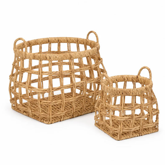 2-teiliges Korb-Set aus Wasserhyazinthe