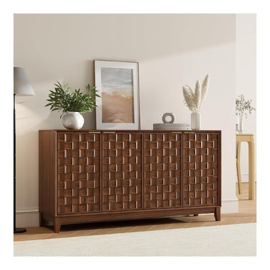 COLAMY Sideboard 150 cm mit Stauraum Modernes Sideboard fuer Wohnzimmer holz Kuechenschrank mit verstellbaren Einlegeboeden Buffet Schrank mit 3D