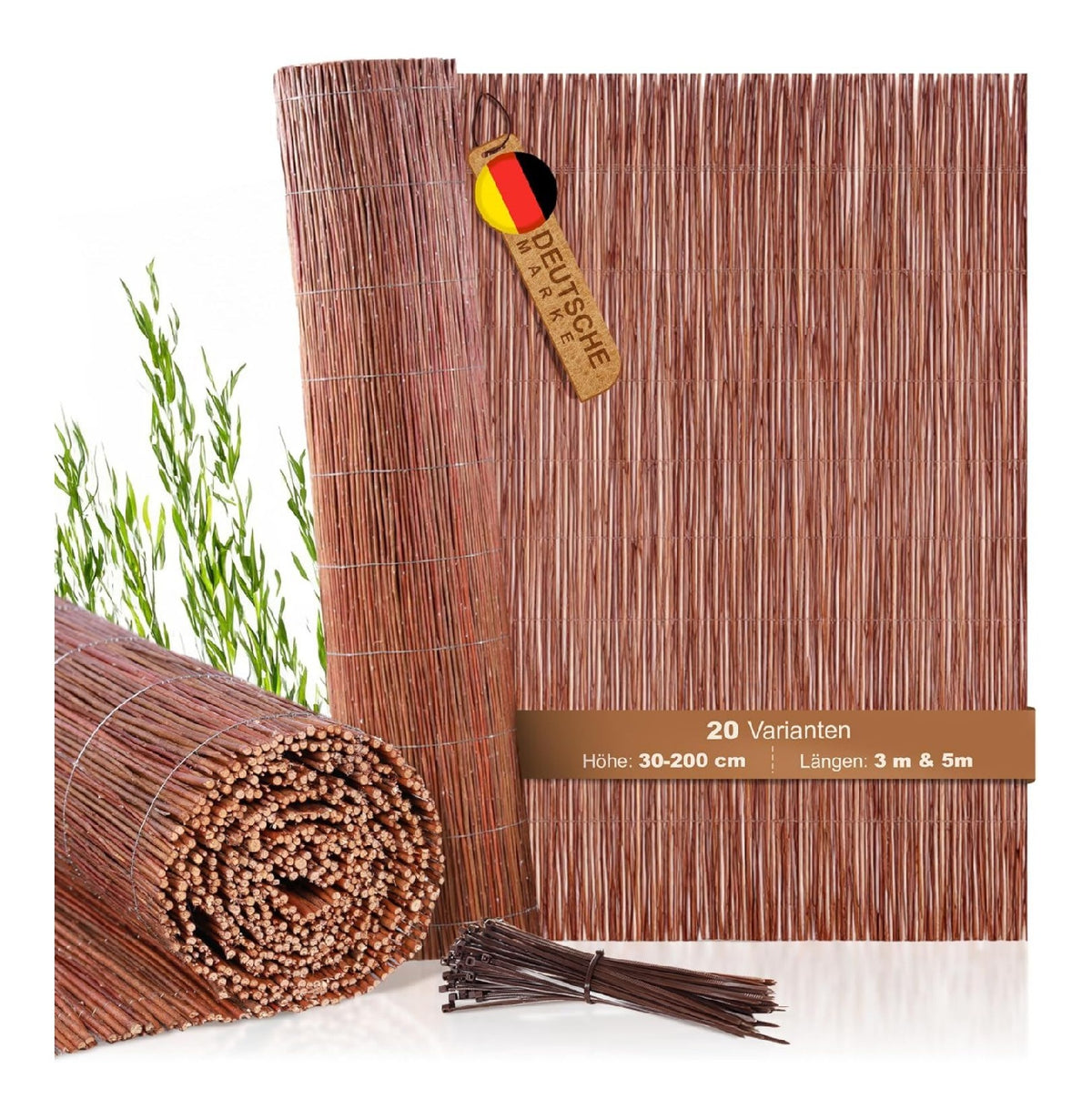 BOOGARDI Weidenmatte - 20 Groessen - Weidenzaun 180 cm hoch x 500 cm lang - Sichtschutzmatte Balkonverkleidung Gartenzaun Sichtschutz Zaun Garten