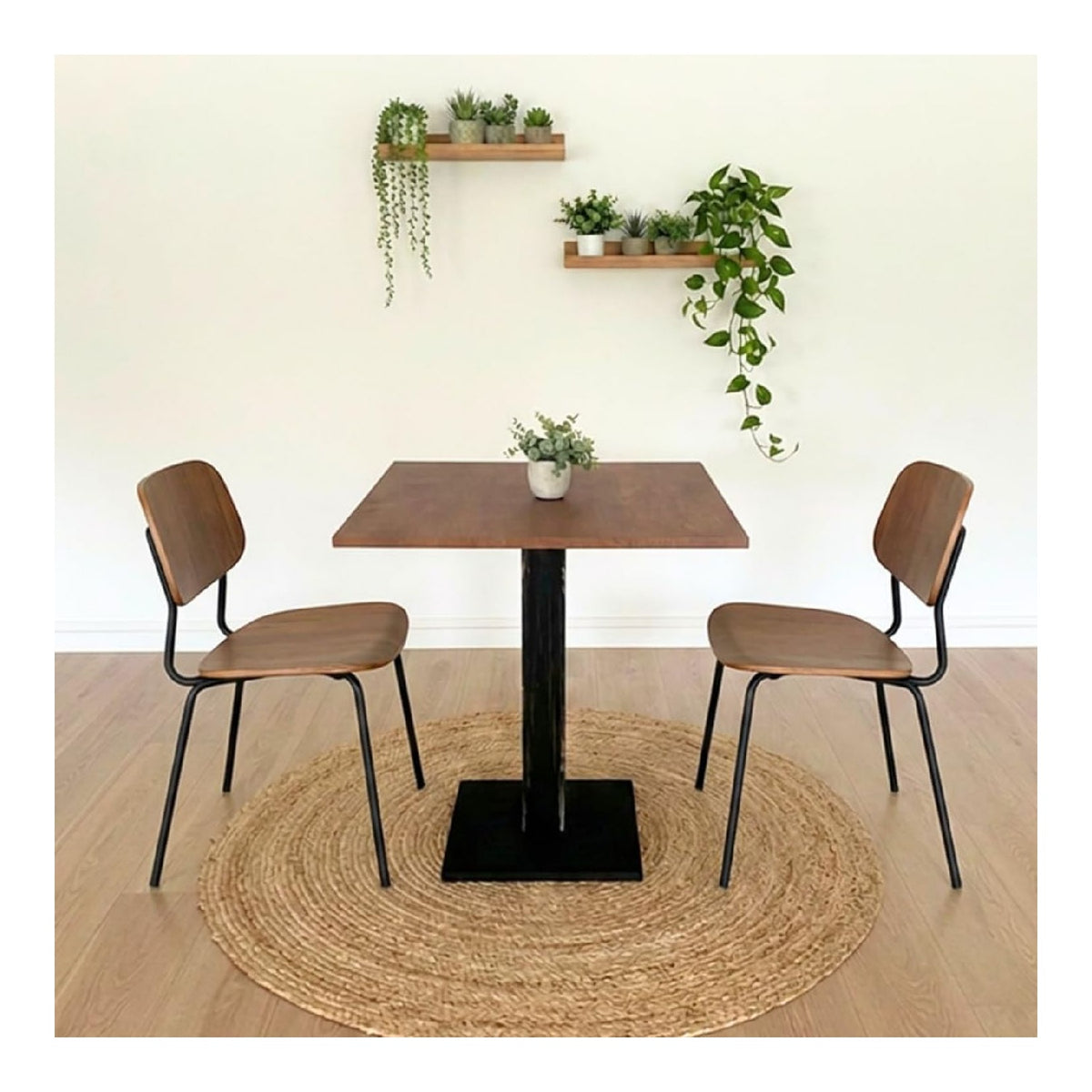 SERVAL Bar-Tisch Bistrotisch quadratisch mit Mittelfuss 60/70/80 cm (CORTEN Rostoptik - Schwarz 80 x 80