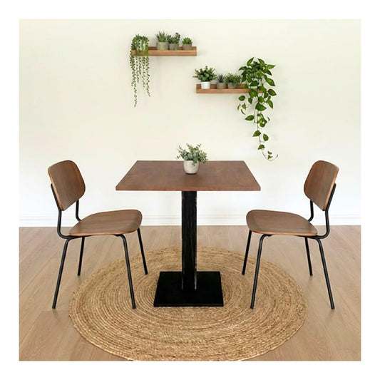 SERVAL Bar-Tisch Bistrotisch quadratisch mit Mittelfuss 60/70/80 cm (CORTEN Rostoptik - Schwarz 80 x 80