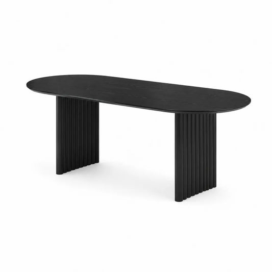 Esstisch Oval Schwarz Eichenholz