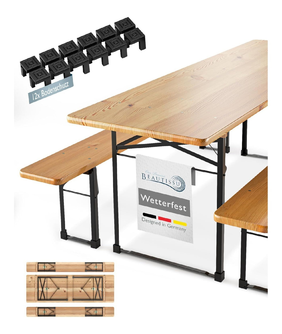 Coemo 7 Zonen Lattenrost Ergo KF Kopf- und Fussteil verstellbar Schwarz 140x200 cm Stabilisierendes Mittelband Haertegradverstellung