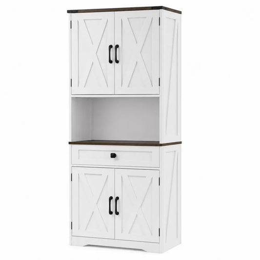 Wei?er Holzschrank 2 T¨¹ren 1 Schublade 182x76x35
