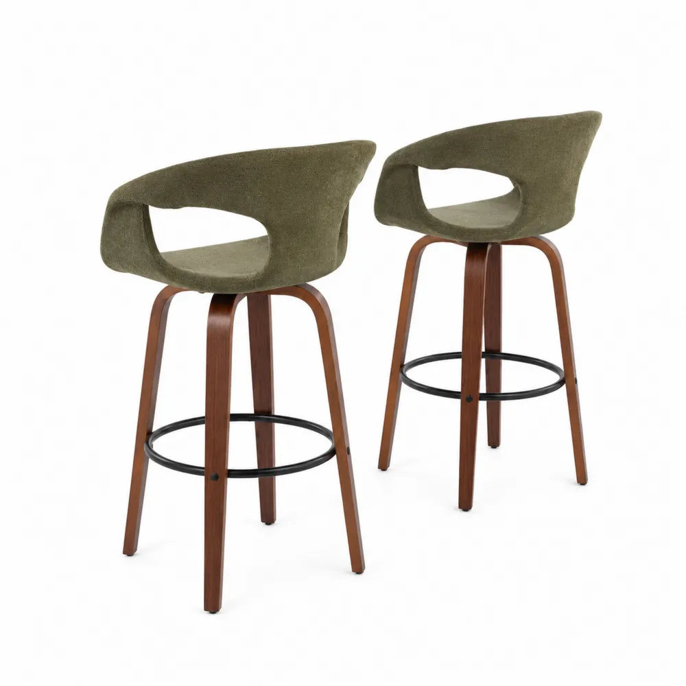 Barhocker Set aus Holz und Stoff in