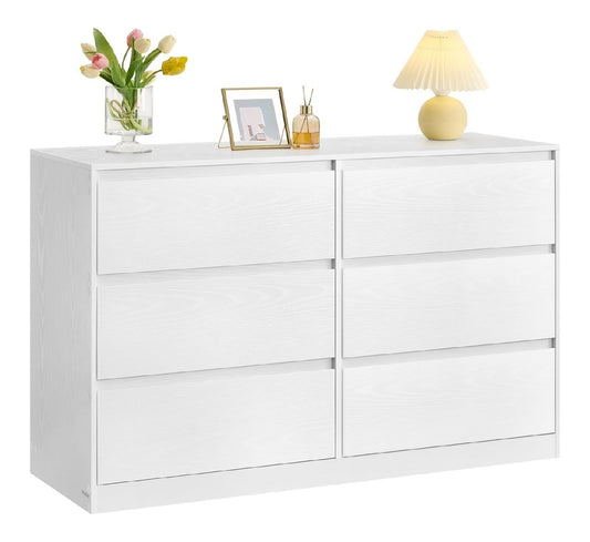 Kommode mit 6 Schubladen Weiss 40 x 119,4 x 75 cm Komodenschrank Schubladenschrank