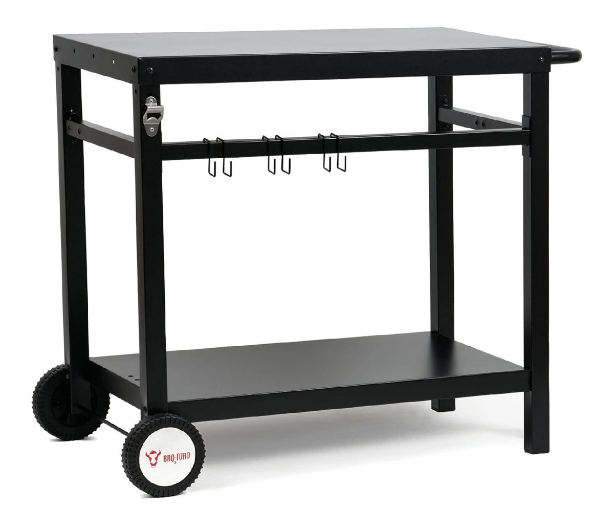 Grillwagen Metall Grilltisch mit grosser Arbeitsflaeche Grill Beistelltisch Outdoor Grill Trolley Grilltisch Servierwagen Garten Trolley Schwarz 85 x