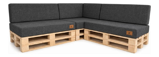 Palettenkissen 7-teiliges Set fuer Ecksofa Palettensofa mit abnehmbarem Bezug Kaltschaum Palettenauflage Sitzkissen Rueckenlehne fuer Europaletten