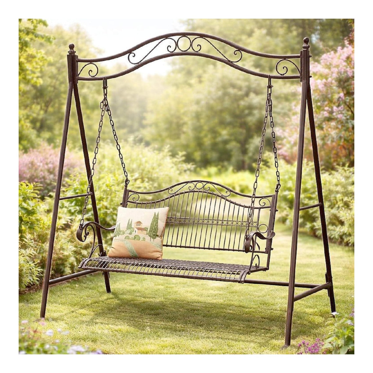 DanDiBo Hollywoodschaukel 2 Sitzer Metall Antik Gartenschaukel 082505 Schaukelbank Schmiedeeisen Bank Outdoor Wetterfest