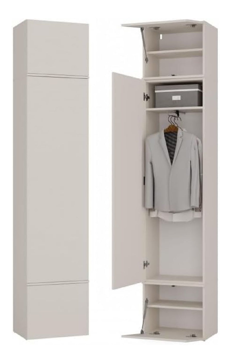 Garderobenschrank Flurschrank mit 1 Tuer fuer Schuhe und Jacken Stauraumschrank mit Kleiderstange - Modern Dielenschrank mit Ober- und Unterschrank