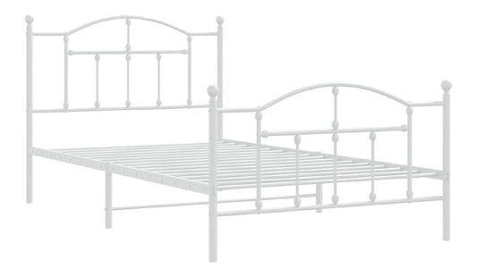 Bettgestell mit Kopf- und Fussteil Metall Weiss 100x200 cm